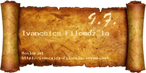 Ivancsics Filoméla névjegykártya