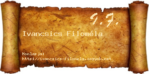 Ivancsics Filoméla névjegykártya
